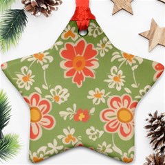 Retro 40s 50s Mexico Flowers Pattern 3 Star Ornament (two Sides) by violetheavensky