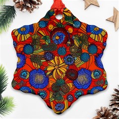 Mid Century Retro Floral 1970s 1960s Pattern 69 Ornament (snowflake) by violetheavensky